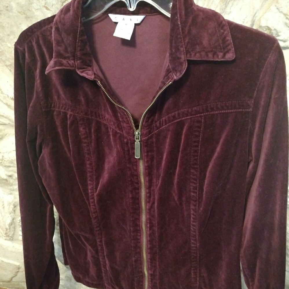 Cabi Zip-up Velvet Maroon Jacket